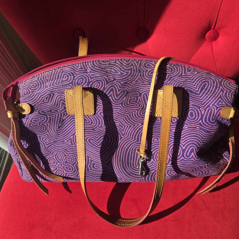 Dooney & Bourke Purple and Tan Shoulder Bag